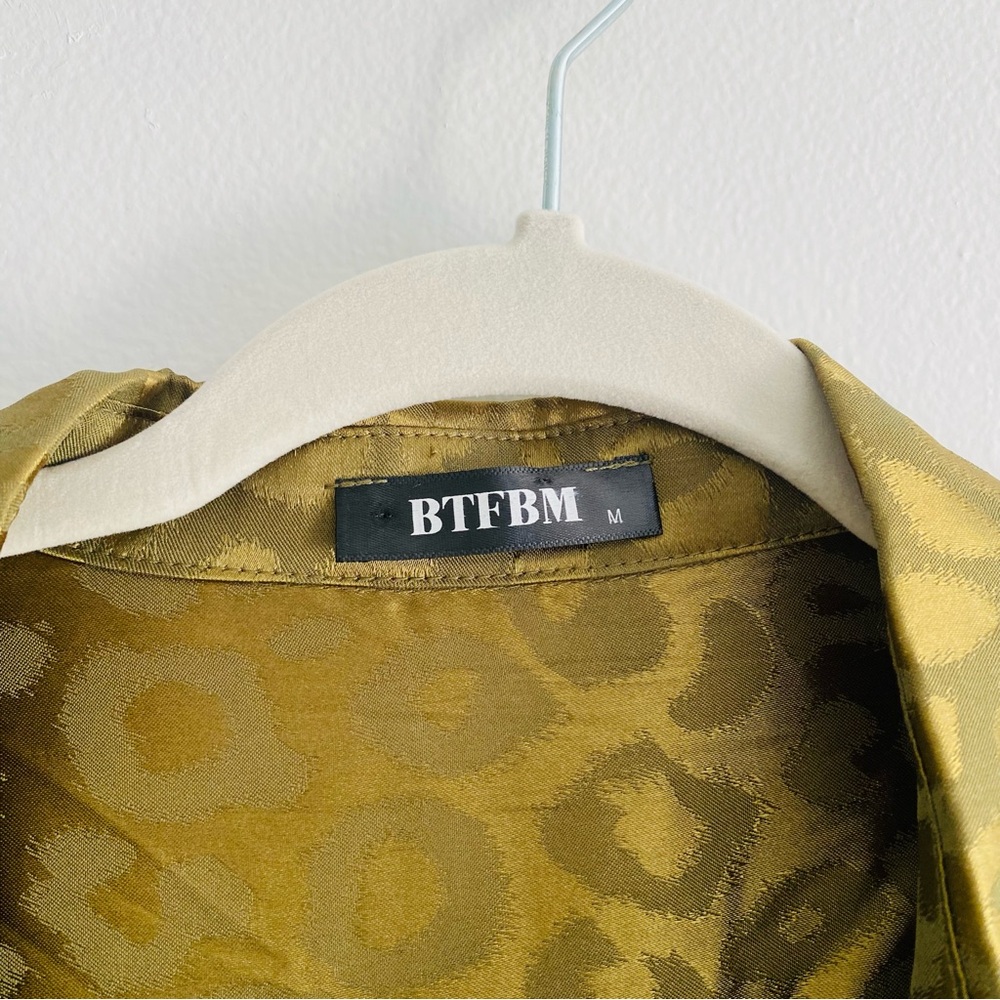 BTFBM , medium, Long sleeve Casual work Summer Tops, Leopard Army Green